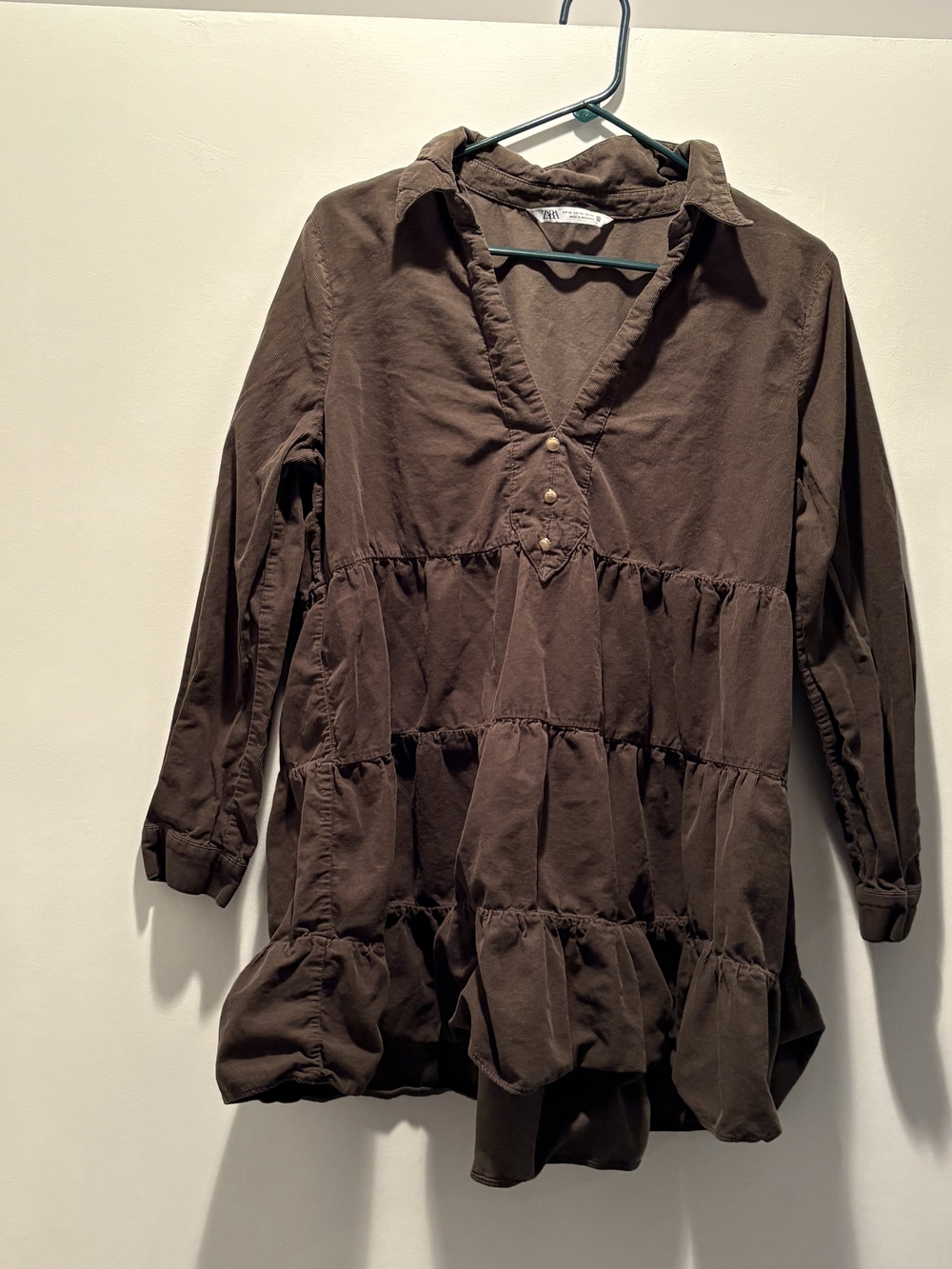 Brown Tiered Long Sleeve Tunic